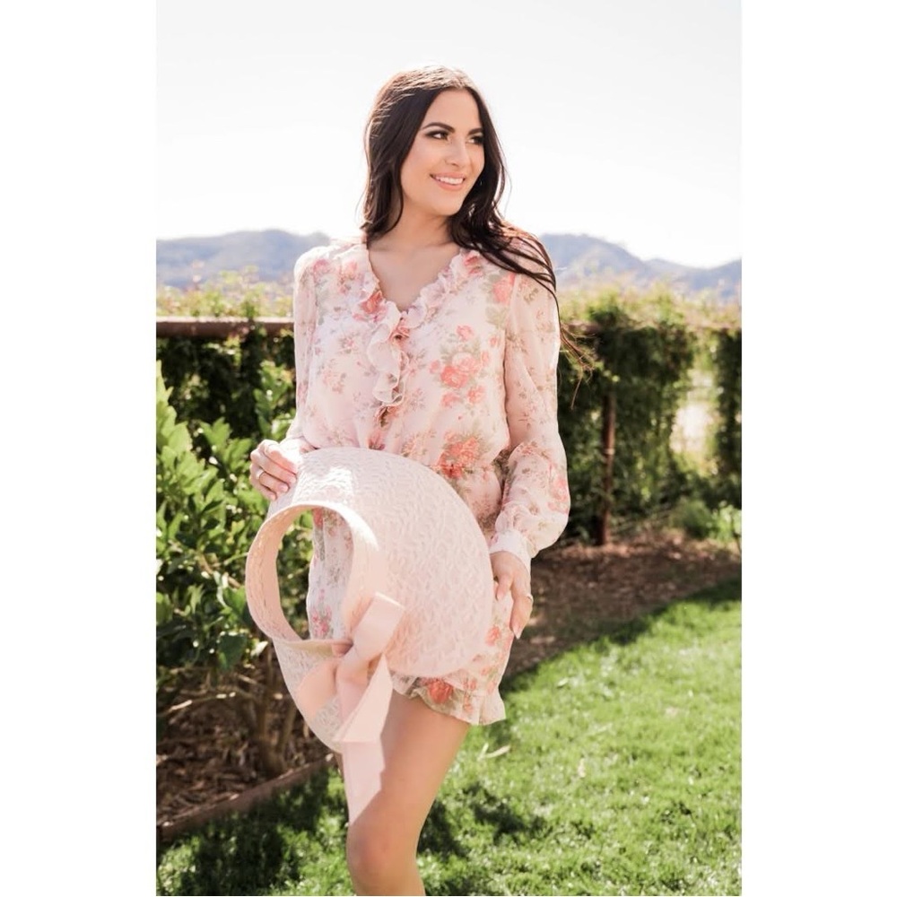 NWT Rachel Parcell Pink Sophia Floral Chiffon Flowy Romper Size XL Spring Summer